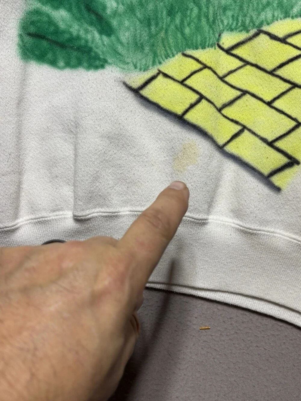 Vintage 90s Custom Air Brush Wizard Of Oz Sweatshirt Adult Large White Mens